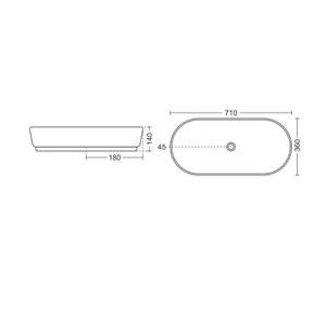 Bathroom floating sink glossy white ceramic rectangular 710x360x140mm wall hung semi pedestal kit - Product Image 6