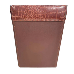 Brown Crocodile Embossed Leather Waste <b>Bin</b> Office Leather Waste <b>Bin</b> Brown Rectangular Leather Waste <b>Bin</b> Open Top - Product Image 3
