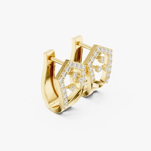Pendientes de Oro Amarillo de 9K con Diamante Cultivado en Laboratorio de 0.55CT, Corte Brillante Redondo, Diseño de Escudo Geométrico, Joyería Fina al por Mayor - Product Image 6