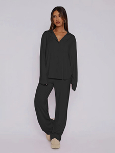 Ensemble pyjama imprimé pour femmes, haut à col rond et pantalon long, vêtements de nuit doux, vêtements de détente confortables, costume de nuit décontracté pour la maison - Product Image 4