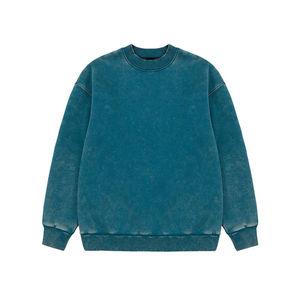 เสื้อสเวตเชิ้ตคอกลมสีเขียวมรกตสำหรับผู้ชาย ทรงโอเวอร์ไซส์ สีพื้น ผ้าถักจากฝ้าย สวมใส่สบายๆ สำหรับฤดูใบไม้ร่วง - Product Image 6