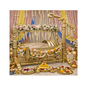 Trendy Elegant <b>Baby</b> Naming Ceremony Wooden Cradle with Detachable Design Traditional Royal Silver Peacock <b>Swing</b> <b>Baby</b> Blessing - Product Image 1