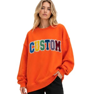 Low MOQ Wholesale Unisex Orange Crewneck Sweatshirts Custom Blank Apparel OEM Private Label Fashion Cotton Pullover Hoodies - Product Image 5