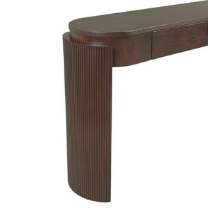 Consolle da ingresso TREXM con finitura effetto legno naturale, piano ovale scanalato e 2 cassetti - Product Image 3