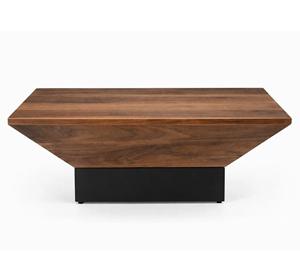 Mesa de Centro Moderna de Metal y Madera de Mango Sólido con Cuerpo Cuadrado Grueso y Cónico, Acabado Personalizado, para Sala de Estar u Oficina en Casa - Product Image 1