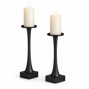 Matte Black Metal Candle Holder Set Tall <b>Candlestick</b> Decorative Home Decor Table Centerpiece Luxury Modern Style - Product Image 1