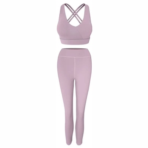 Ensemble de yoga pour femmes le plus vendu, faible MOQ, couleur personnalisée, respirant, logo frontal, ensemble 2 pièces en Spandex/Nylon, prix de gros - Product Image 4