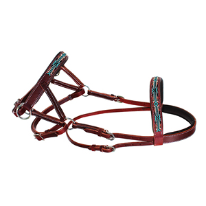 Élégante bride anglaise en cuir pour cheval, version 1, avec frontal rembourré réglable, ajustement sécurisé pour les leçons, l'équitation en club et l'entraînement. - Product Image 3