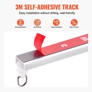 Set di binari autoadesivi per tende da soffitto da 9,9 piedi/3 metri, sistema senza foratura per tende da camera, accessori per binari e aste per tende - Product Image 3