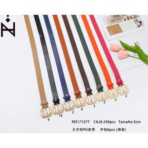 Cintura Nk con fibbia grande in PU, larghezza 3 cm, lunghezza 110 cm, cintura alla moda per donna e uomo - Product Image 3