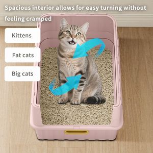 "Modern XL Pink PP <b>Cat</b> Litter <b>Box</b> with Large Inner Space & Easy Clean Design" - Product Image 4