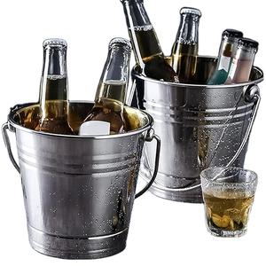 Venta al por mayor de cubo de hielo galvanizado de doble pared 5L capacidad ecológica Barware para Bar fiesta restaurante Hotel hogar cocina uso | - Product Image 1