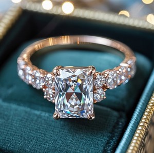 Anillo de Moissanita con Corte Radiante Adelina Rae en Plata de Ley 925, Regalo de Lujo para Boda y Compromiso para Mujer - Product Image 2