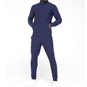 Ensemble de survêtement bleu marine pour homme, veste à fermeture éclair à manches longues et pantalon de jogging, couleur unie décontractée, respirant, vêtements d'automne - Product Image 2