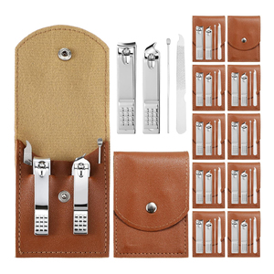 Trending 4 Piece Nail Care Grooming Set <b>Leather</b> Pocket Case Fingernail Clippers Beauty <b>Tools</b> for Daily Use - Product Image 1