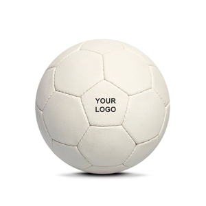 Hand Stitched Custom Soccer Ball PU Leather Plain <b>White</b> Official Size 5 <b>Football</b> Lightweight Indoor Outdoor Training Match 32 - Product Image 1
