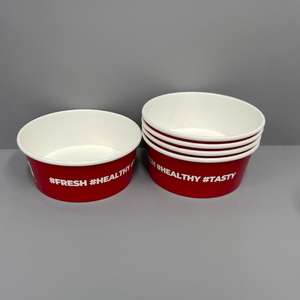 Ciotola per cibo da asporto in carta usa e getta su misura contenitore per cibo da asporto bianco bianco rosso nero ciotola di carta Kraft con coperchi - Product Image 1