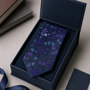 Premium Eco-Friendly Blue Floral Necktie | Designer Jacquard 100% Polyester Tie Men Formal Business Custom Size <b>Accessory</b> - Product Image 5