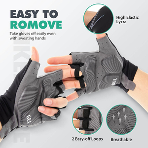 Gants de cyclisme pour hommes, gants de vélo rembourrés de 5 mm, gants de vélo respirants et antidérapants à demi-doigts - Product Image 3