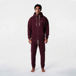 Hawk Eye Sports – Ensemble de survêtement zippé vierge, style dernière génération, en molleton technique épais, deux pièces pour homme, couleur bordeaux, 100 % coton - Product Image 5