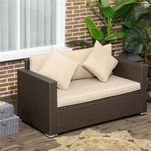 Set di Mobili da Giardino in Teak e Acciaio Resistenti alle Intemperie, Divani da Giardino con Cuscini Impermeabili per Uso Esterno - Product Image 2