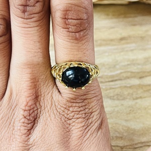 Hot Selling Black Onyx Brass <b>Ring</b> Hollow Cutout Gold Plated <b>Ring</b> <b>Statement</b> Handmade <b>Ring</b> Boho Geometric Wholesale <b>Ring</b> For Women - Product Image 6