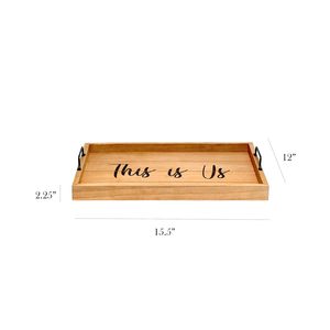 Plateau de service décoratif en bois naturel de qualité supérieure avec motif sérigraphié - Design exclusif This is Us - Product Image 2