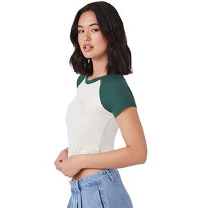 เสื้อครอปท็อปผู้หญิงทรงเข้ารูป ระบายอากาศ แห้งเร็ว คอกลม แขนสั้น น้ำหนักเบา ขายส่ง รับผลิตตามแบบ OEM ขายดีช่วงซัมเมอร์ - Product Image 4