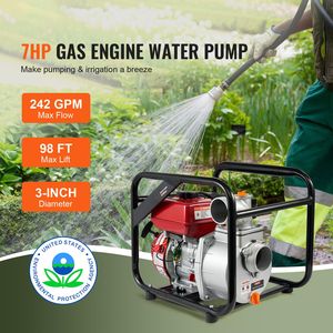 Pompa per rifiuti a benzina 7HP 242GPM 4 tempi, pompa per trasferimento acqua con tubo di uscita da 25 piedi/7,62 m - Product Image 2