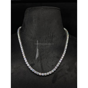 Luxury Moissanite <b>Iced</b> Out Hip Hop Tennis <b>Chain</b> Necklace with Custom Plating Options in 925 Sterling Silver By Trisha Jewels - Product Image 1