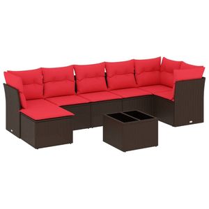 Juego de sofás de patio de ratán sintético marrón de 8 piezas con cojines, elegantes muebles de exterior - Product Image 2
