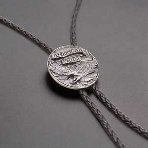 Retro Alloy Pendant Bolo Tie-Adjustable Genuine Leather Cowboy Necktie for Men & Boys - Product Image 2