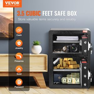 3.5 Cu.ft Double Door Safe <b>Box</b> with Key <b>Lock</b> & Password Fireproof Bag Key Rack & LED Light 2 Height - Product Image 2