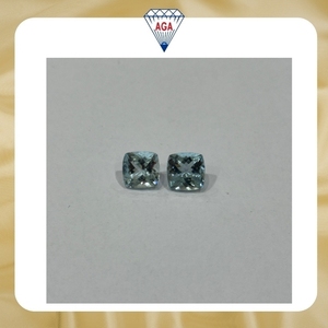 Natural Blue <b>Aquamarine</b> Square Cushion Cut 10x10mm 9.25Ct Pair Good Quality Untreated Madagascar Loose Gemstone Wholesale Jewels - Product Image 2