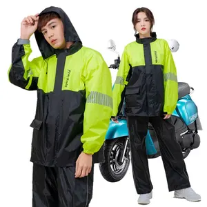 Custom OEM Night Hawk Rain Gear Windproof Windbreaker Waterproof Pants And Jacket Rainwear Shiny PVC Nylon Fabrics Rainsuit