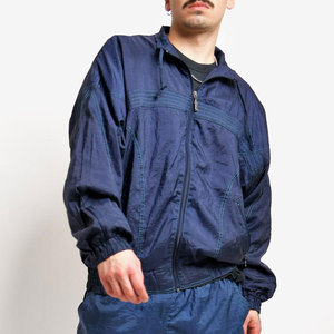 Blouson bomber bleu marine pour homme, style workwear, couleur unie, col rabattable, polyester respirant, vêtement d'automne - Product Image 4