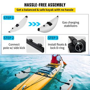 Kit de Sistema Estabilizador para Kayak, 2 Brazos Inflables de PVC, Flotador de Soporte para Caña, Estabilidad Mejorada para Kayak de Pie - Product Image 6