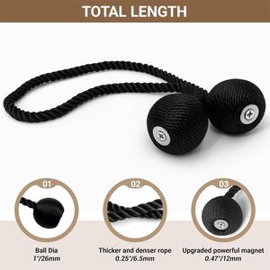 2pcs Black Magnetic Curtain <b>Tiebacks</b> Buckles Holdbacks <b>Hooks</b> Clip for Home Outdoor Bedroom Office Elegant Dec Curtains Valances - Product Image 2
