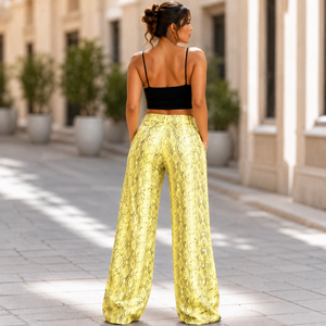 Pantalon en cuir imprimé serpent pour femme, pantalon évasé taille haute, bas de tenue faits main, mode d'inspiration rétro, pantalon de motard - Product Image 5
