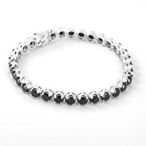 Pulsera de tenis con diamantes de moissanita negra, plata de ley 925, regalo de diamantes personalizado para boda - Product Image 2