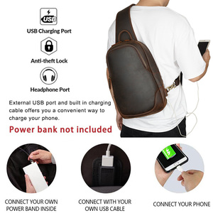Bolso Bandolera de Cuero Genuino para Hombre, Mochila Cruzada de Piel de Vacuno para Ciclismo, Bolso de Hombro/Pecho para Teléfono Móvil, Venta Caliente - Product Image 2