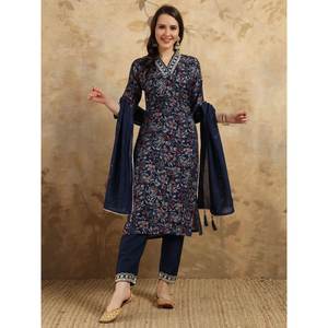 Hermoso Salwar Kameez de Algodón para Fiestas, Talla XL, Incluye Top, Pantalón y Dupatta - Product Image 3