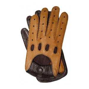 Guantes de Motocicleta de Cuero Marrón, Largos hasta la Muñeca, Transpirables, Sin Forro, Ecológicos, Estilo Retro Deportivo, para Ciclismo, Uso en Primavera y Otoño - Product Image 1