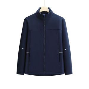 Men's <b>Blue</b> <b>Canvas</b> Jacket Stand Collar Zipper Closure Breathable Sporty Winter Wear Regular Fit Polyester Material - Product Image 5