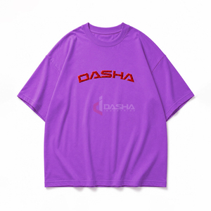 T-shirt en coton 2026 personnalisé à épaules tombantes avec logo unique brodé en 3D, coupe oversize épaisse, style streetwear, vente en gros OEM en vrac à bas prix - Product Image 1