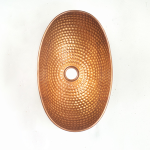 Hammered Copper Vessel Sink Oval <b>Bathroom</b> <b>Vanity</b> Sink Handmade Metal Bowl Vessel Basin <b>Rustic</b> Luxury Copper Wash Basin - Product Image 4