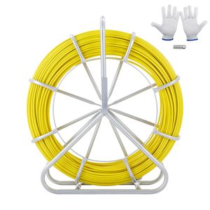 Cavo passacavi in fibra di vetro da 425 piedi e 1/4 di pollice con bobina in acciaio e 3 spazzole per la pulizia dei condotti - Product Image 1