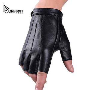 Gants de moto demi-doigts pour hommes, en simili cuir PU, de haute qualité et confortables, pour la conduite et les sports en plein air - Product Image 1