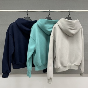 Women Hooded <b>Sweatshirt</b> 100% Cotton <b>Velour</b> Knitted Floral Print Full Sleeve Casual Autumn Wear 180g - Product Image 2