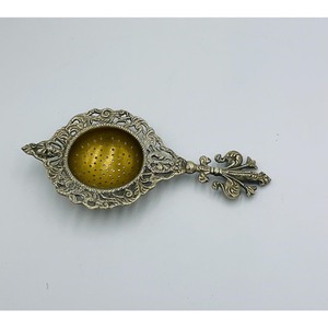 Fine Mesh Metal Tea <b>Strainer</b> With Ornate Handle Gold Interior <b>Colander</b> For Loose Leaf Tea - Product Image 3